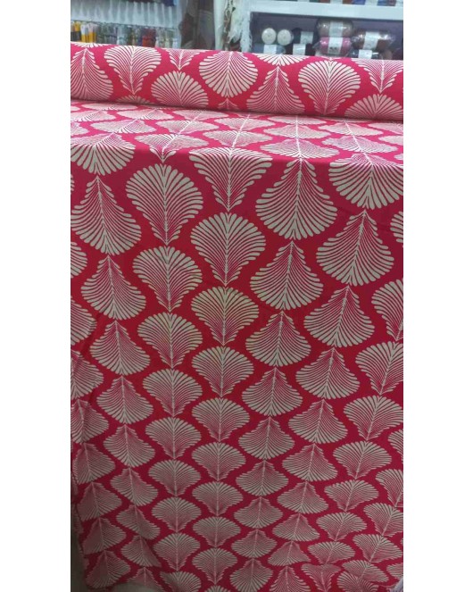 Desenli Krep Kumaş Pembe
