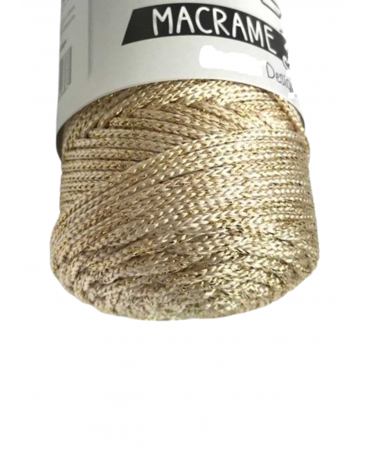 Makrome İpi 3mm Polyester Krem Simli