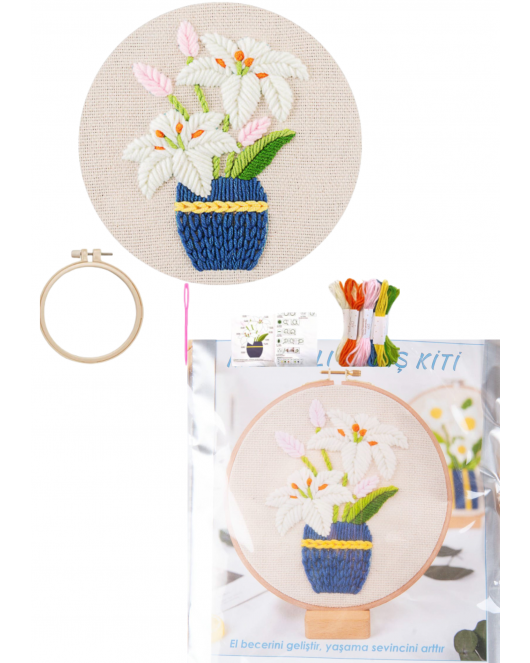 Nakış Kitleri Kasnaklı 13.5 X 18.8 cm Zambak