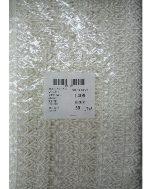 Dantel Polyester Güpür Bant Krem 30 Metre En 3 cm ON-1408-KR