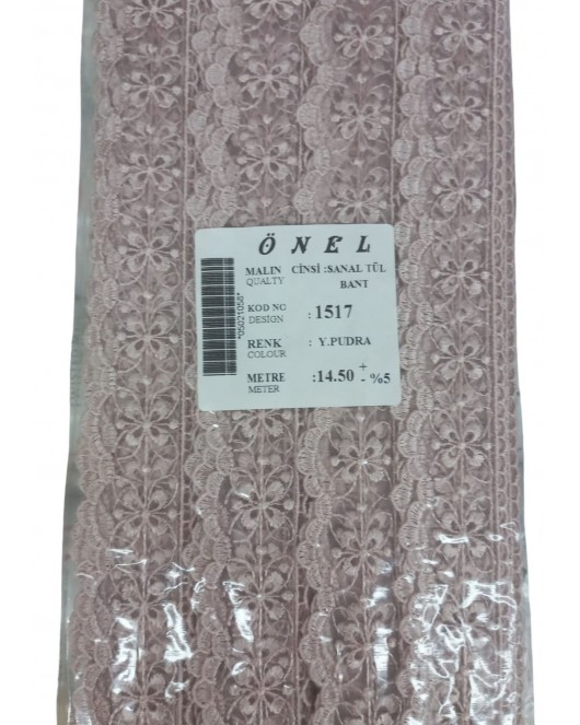 Dantel Polyester Sanal Tül Bant Y.Pudra 14,50 Metre En 3 cm ON-1517-PU