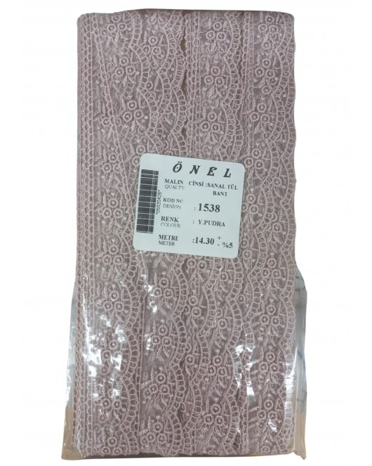 Dantel Polyester Sanal Tül Bant Y.Pudra 14,30 Metre En 3 cm ON-1538-PU