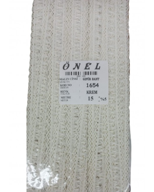 Dantel Polyester Güpür Bant Krem 15 Metre En 3 cm ON-1654-K