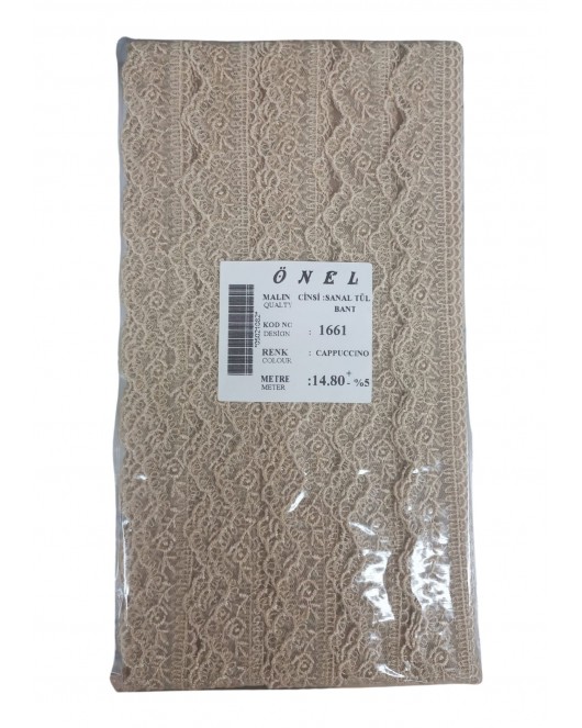 Dantel Polyester Sanal Tül Bant Cappucino 14,80 Metre En 6 cm ON-1661-C