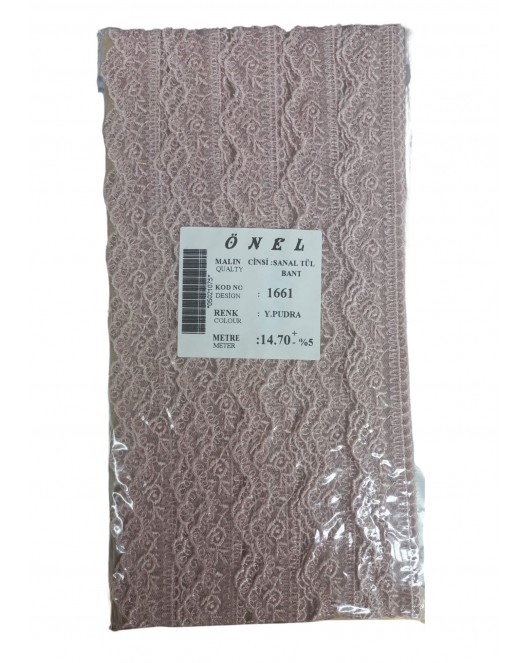 Dantel Polyester Sanal Tül Bant Y.Pudra 14,70 Metre En 6 cm ON-1661-PU