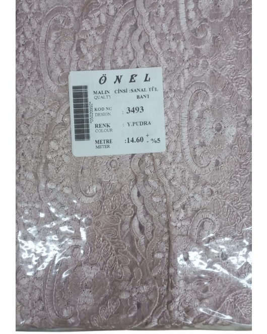 Dantel Polyester Sanal Tül Bant Y.Pudra 14,60 Metre En 6 cm ON-3493-PU