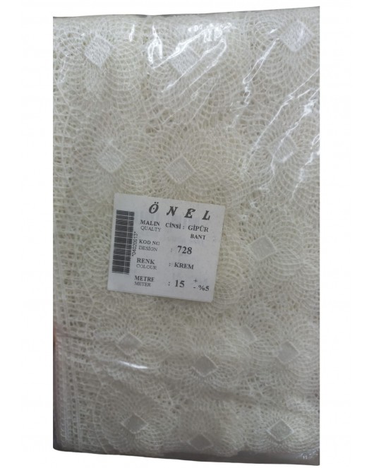 Dantel Polyester Güpür Bant Krem 15 Metre En 6 cm ON-728-KR