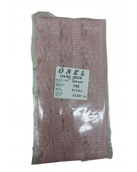 Dantel Polyester Güpür Bant Pudra 14,80 Metre En 3 cm ON-745-PU