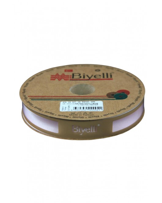 Biye Saten Katlı 095 Açık Pembe 2 cm 25 Metre %100 Polyester