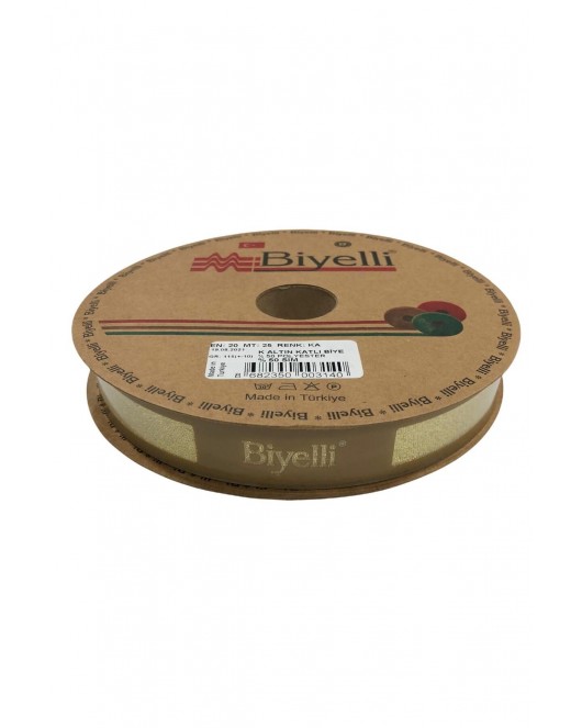 Biye Simli Katlı Ka Altın 2 cm 25 Metre %50 Simli % 50 Polyester