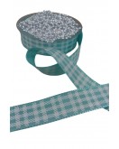 Tafta Ekoseli Kurdele 25 mm Mint 10 Metre