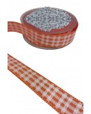 Tafta Ekoseli Kurdele 25 mm Turuncu 10 Metre