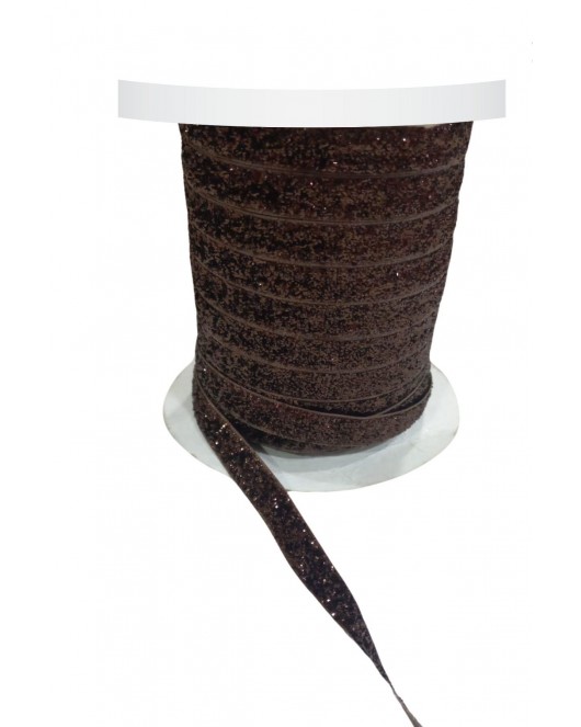 Kadife Kurdele Simli 1 cm Kahverengi 5 Metre